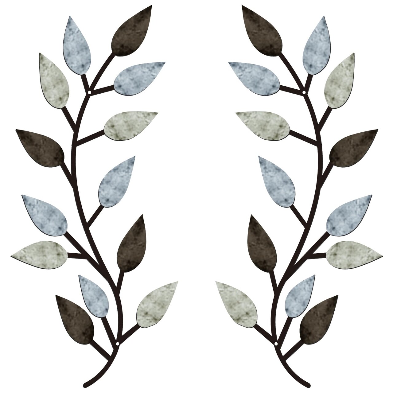 2 Pieces Metal Tree Leaf Wall Decor Vine Olive Branch Leaf Wall Art Living Room, Hallway Wall Decor Outdoor Decoration(Pastel Colors)
